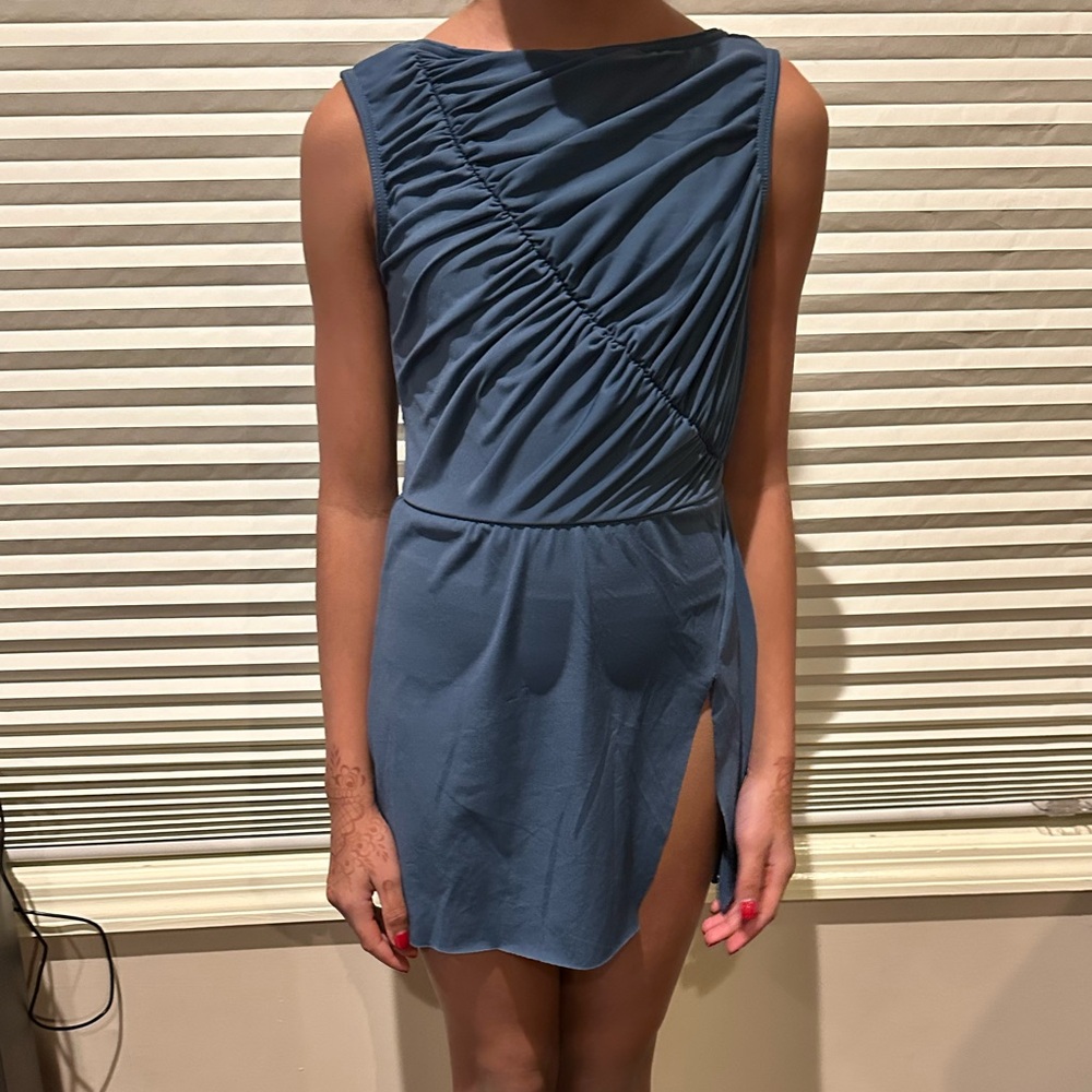 Weissman Blue Ruched Dance Costume